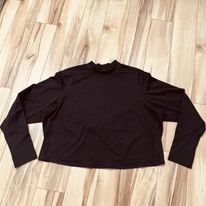 Old Navy Women's Sz 3X Active CozeCore Long-Sleeve Cropped Rib-Paneled Top Brown